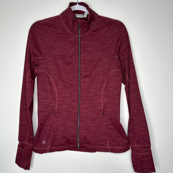 Athleta Striated Hope Jacket Size S Red Running Full zip - Picture 1 of 10
